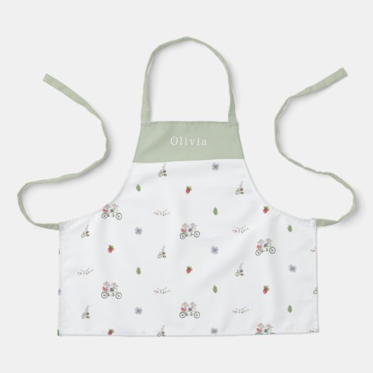 Personalised Spring Mice On A Bike Pattern Apron Schort (Voorkant)