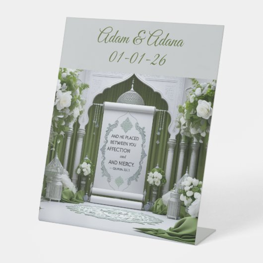 Personalised Table Sign- Islamic Wedding Reclamebord Met Voetstuk (Voorkant)