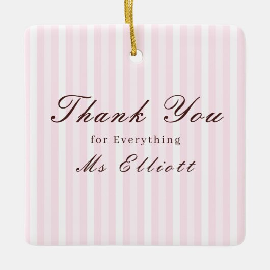 Personalised Thank You Teacher Ornament Pink Mist (Voorkant)