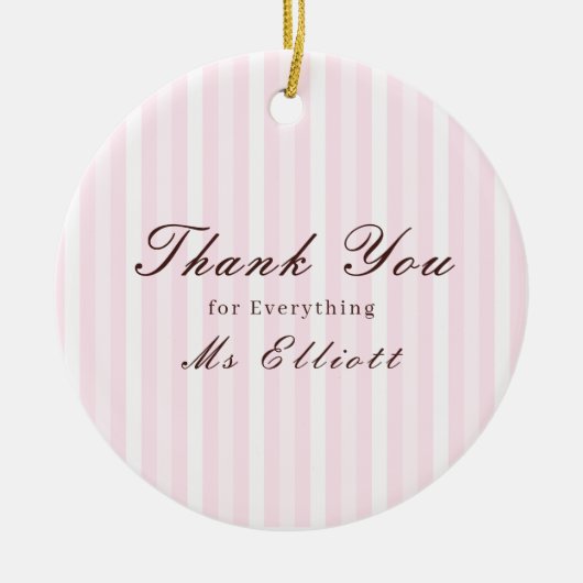 Personalised Thank You Teacher Ornament Pink Mist (Voorkant)