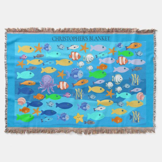 Personalised Throw - Fish Design Deken (Voorkant)