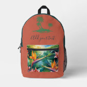Personalised Tropical Backpack – Custom Name text  Bedrukte Rugzak (Voorkant)