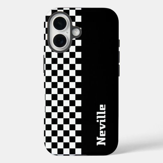 Personalised Two-Tone Checkerboard Case-Mate iPhone Case (Achterkant)