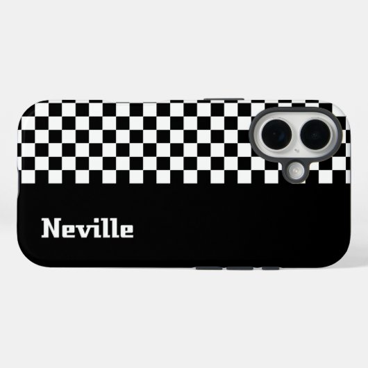 Personalised Two-Tone Checkerboard Case-Mate iPhone Case (Achterkant (horizontaal))