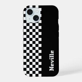 Personalised Two-Tone Checkerboard iPhone 15 Case