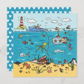 Personalised Under The Sea Birthday Invitation Kaart (Voorkant / Achterkant)