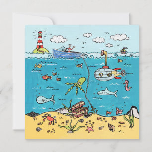 Personalised Under The Sea Birthday Invitation Kaart