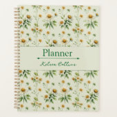 Personalised Vintage Daisy Sage Green Planner (Voorkant)