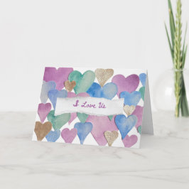 Personalised Watercolour Heart ‘I Love Us’ Card Feestdagen Kaart