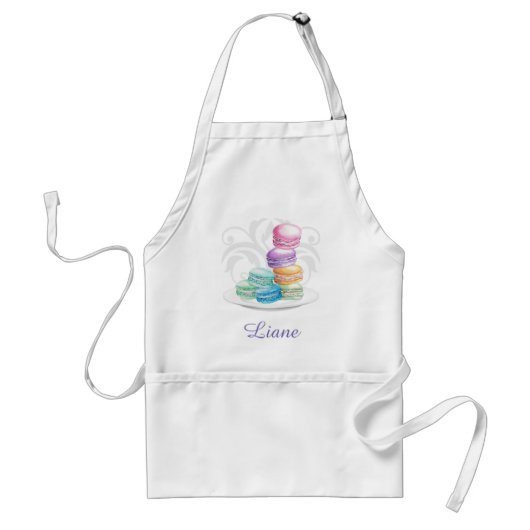 Personalised watercolour macarons apron standaard schort (Voorkant)