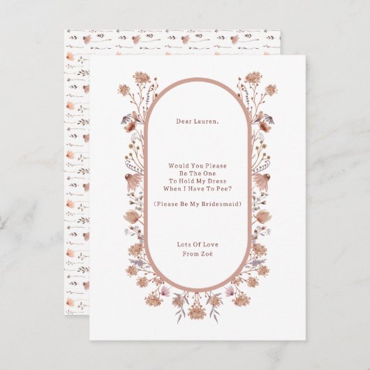Personalised Wedding Be My Bridesmaid Invitation. Briefkaart (Voorkant / Achterkant)