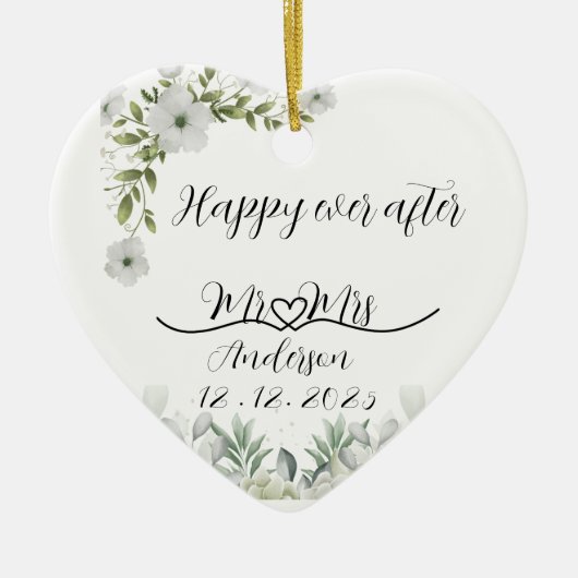 Personalised Wedding Gift happy ever after Keramisch Ornament (Voorkant)