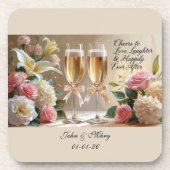 Personalised Wedding Hard plastic coaster Bier Onderzetter (Voorkant)