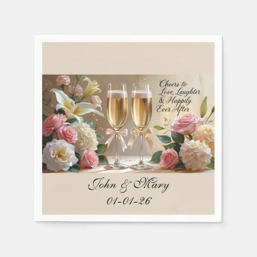 Personalised Wedding Napkins-Happily Ever After Servet (Voorkant)