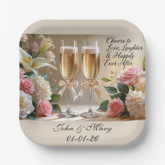 Personalised Wedding Paper Cup- Happily Ever After Papieren Bordje (Voorkant)