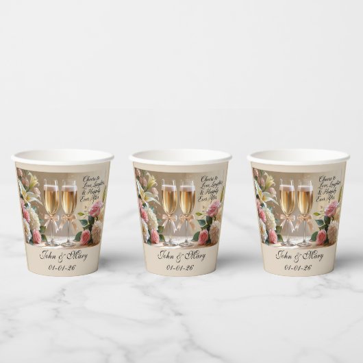 Personalised Wedding Paper Cups Papieren Bekers (Multi)