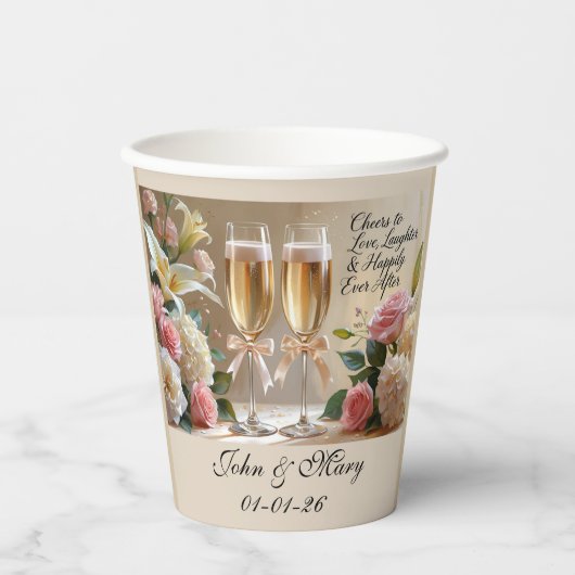 Personalised Wedding Paper Cups Papieren Bekers (Voorkant)