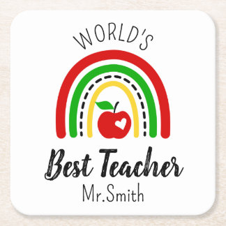 Personalised World's Best Teacher Coaster Kartonnen Onderzetters