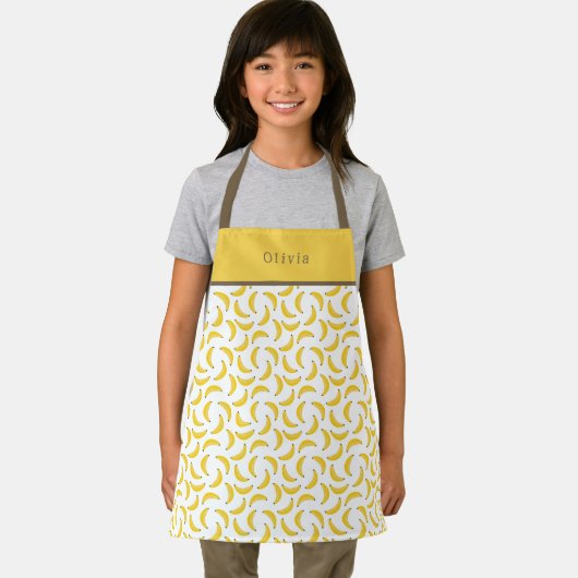 Personalised Yellow Banana Pattern Apron. Schort (Insitu)
