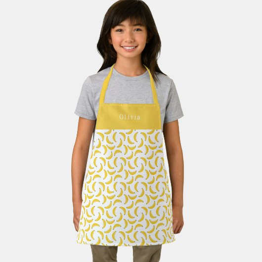 Personalised Yellow Banana Pattern Apron. Schort (Insitu)
