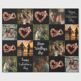 Personaliseer 10 foto's Gelukkig Valentijnsdag Ret Cadeaupapier