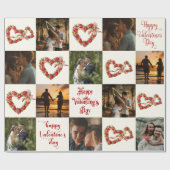 Personaliseer 10 foto's Gelukkige Valentijnsdag Re Cadeaupapier (Vlak)