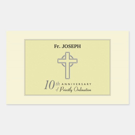 Personaliseer, 10e Jubileum van Priest in reliëf Rechthoekige Sticker (Voorkant)