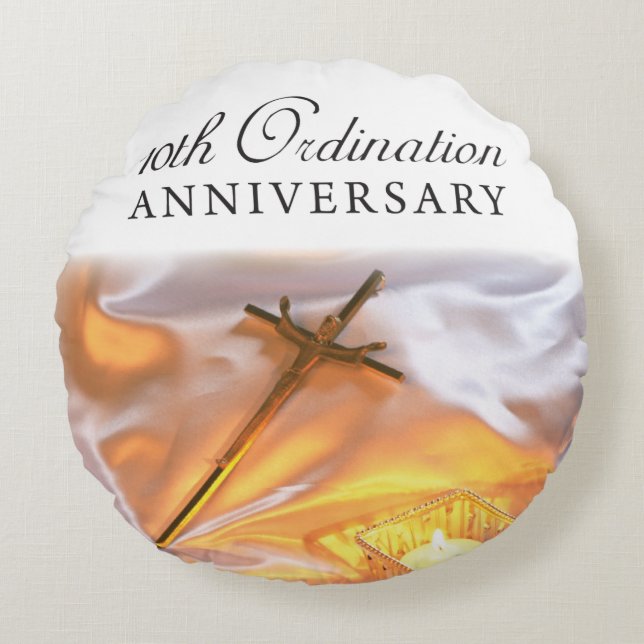 Personaliseer, 10e Jubileum voor bestellingen, Kru Rond Kussen (Voorkant)