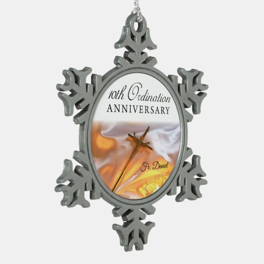 Personaliseer, 10e Jubileum voor bestellingen, Kru Tin Sneeuwvlok Ornament (Links)