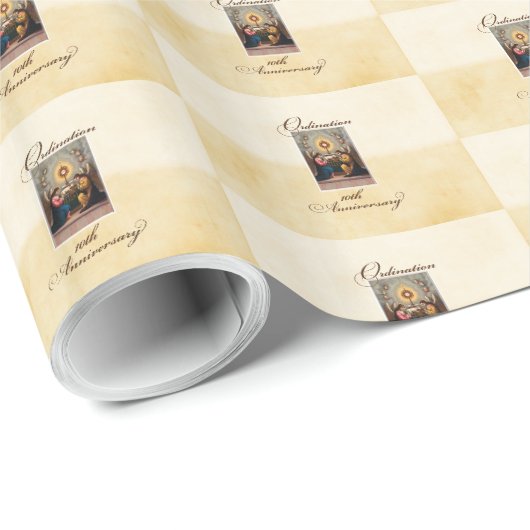 Personaliseer, 10e wijdingviering engelen cadeaupapier (Rol Hoek)
