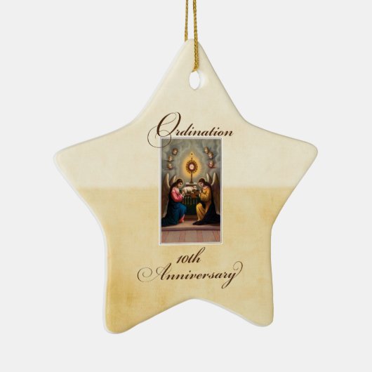 Personaliseer, 10th Ordination Jubileum Angels Keramisch Ornament (Rechts)