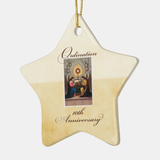 Personaliseer, 10th Ordination Jubileum Angels Keramisch Ornament (Links)