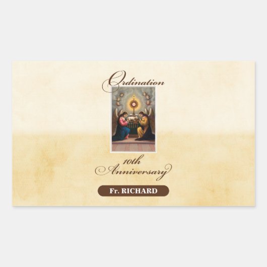 Personaliseer, 10th Ordination Jubileum Angels Rechthoekige Sticker (Voorkant)