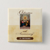 Personaliseer, 10th Ordination Jubileum Angels Vierkante Button 5,1 Cm (Voorkant)