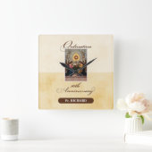 Personaliseer, 10th Ordination Jubileum Angels Vierkante Klok (Huis)