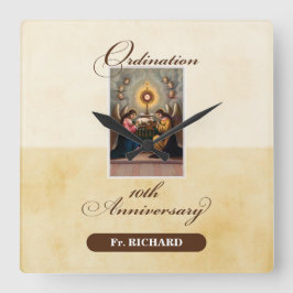 Personaliseer, 10th Ordination Jubileum Angels Vierkante Klok