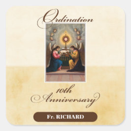 Personaliseer, 10th Ordination Jubileum Angels Vierkante Sticker