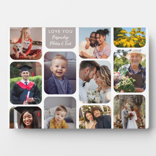 Personaliseer 11 foto's Modern Chic Elegante Liefd Fotoplaat (voorkant)