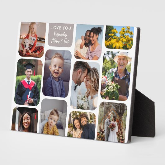 Personaliseer 11 foto's Modern Chic Elegante Liefd Fotoplaat (Zijkant)