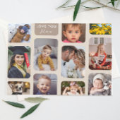 Personaliseer 11 foto's taupe modern Love You Mom Briefkaart