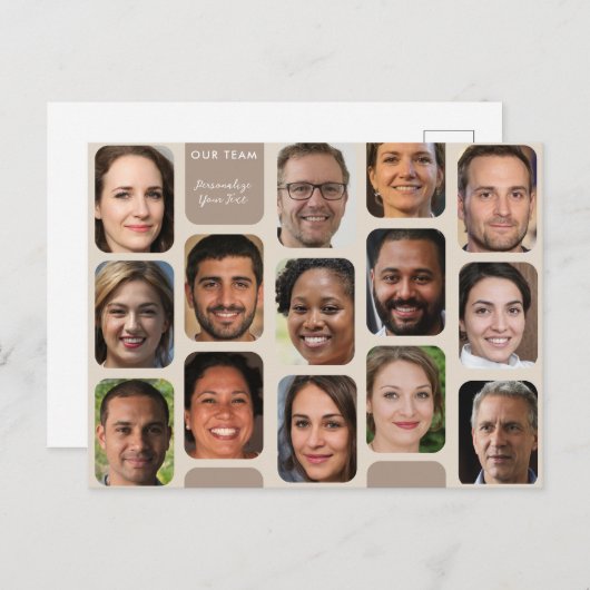 Personaliseer 14 foto's Klasse taupe Modern Onze t Briefkaart (Voorkant / Achterkant)