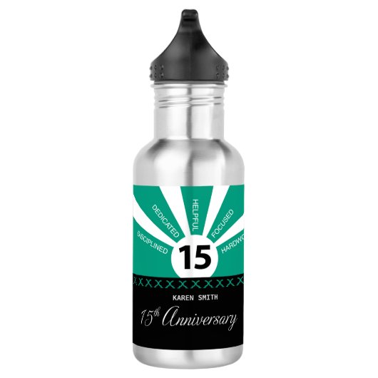 Personaliseer, 15e jaar Jubileum van het Bedrijfs Waterfles (Rechts)