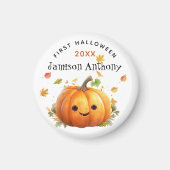 Personaliseer 1e Halloween Schattigee pompoenblade Magneet (Voorkant)