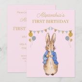 Personaliseer 1e Verjaardag Peter het Konijn Kaart (Voorkant / Achterkant)