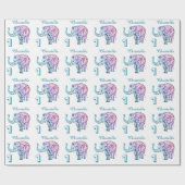 Personaliseer 1st Birthday-olifant Cadeaupapier (Vlak)