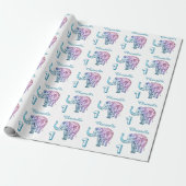 Personaliseer 1st Birthday-olifant Cadeaupapier (Uitgerold)