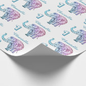Personaliseer 1st Birthday-olifant Cadeaupapier (Hoek)