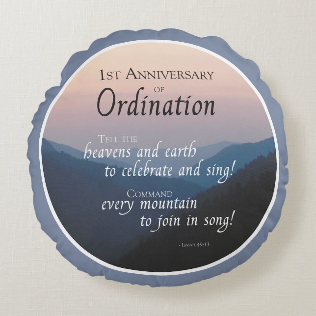 Personaliseer 1ste Jubileum van de Congraten van d Rond Kussen (Voorkant)