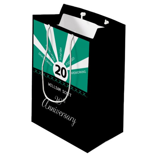 Personaliseer, 20e jaar Jubileum Bedrijfspersoneel Medium Cadeauzakje (Achterkant Gekanteld)