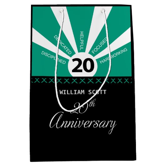 Personaliseer, 20e jaar Jubileum Bedrijfspersoneel Medium Cadeauzakje (Voorkant)